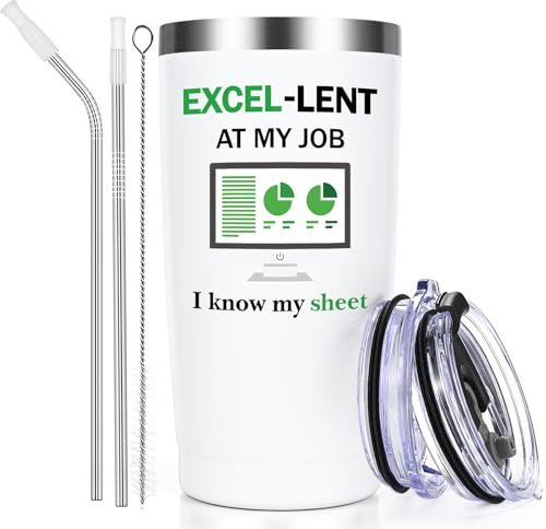 Livole Secret Santa Gifts for Work Colleagues, Women, Men, Funny Work Bestie Gifts, Excellent at My Job I Know My Sheet, Christmas Mug for Colleagues, Boss, 20oz Stainless Steel Travel Coffee Mug