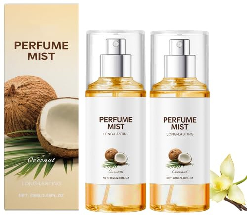 Coconut Women's Perfume Spray, Long-Time Fragrance, Light Texture, Fresher and Gentle, Essential Oils for Hair and Body, Body Spray, Charming Fragrance Anytime, Anywhere, For Everyday Use (2pcs)