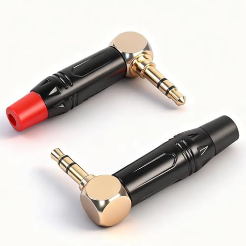 RUNCCI-YUN 2Pcs Klinkenstecker 3.5mm TRS Löten Stereo,3.5mm Klinkenstecker 3 Polig,Audio Jack Diy AUX Reparatur Löten, (Schwarz + Rot)