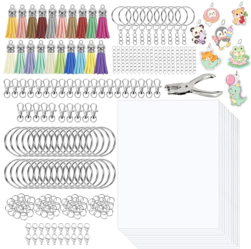 Solinorex 251‑tlg. Schrumpffolie Set Schlüsselanhänger A5 – DIY Bastel Set für Kinder & Teenager, Schrumpffolien zum Selbergestalten, Bastelzubehör & Bastelbedarf für Shrink Art