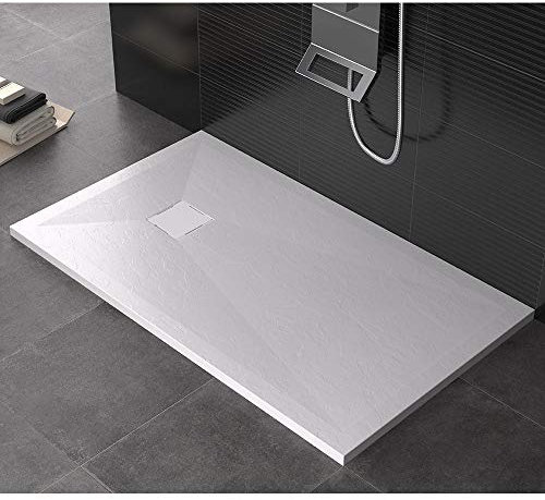 Receveur de douche 100 x 140 cm en pierre Maier Aura Blanc