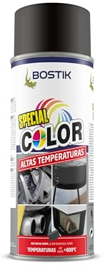 Bostik ALTAS TEMPERATURAS AT800 Antracita, Spray de Pintura, Acabado Metalizado, Hasta 800ºC, Seca en 5 Minutos, Gran Cubrición, Interior y Exterior, Bote 400 ml