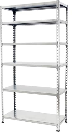 Simon Rack Metallregal 2500x1100x400 mm - Simonclick | 6 Höhen, Metallablage, Biegepunkt 200 kg, Korrosionsschutzlackierung, Klicksystem-Montage, Verzinkt