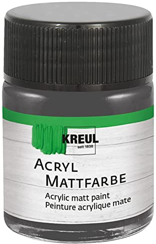 KREUL 75576-Pintura acrílica Mate, Gris Grafito en Bote de 50 ml, Pintura al Agua cremosa, Opaca, de Secado rápido, Adecuada para Muchas Superficies Diferentes, Graphite Gray