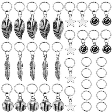 35 Stücke Haarschmuck Silber Dreadlock Schmuck Braids Schmuck Ringe Clips Haarringe Haarspiralen Clips HaarSchmuck für Dreadlocks für Frauen Männer