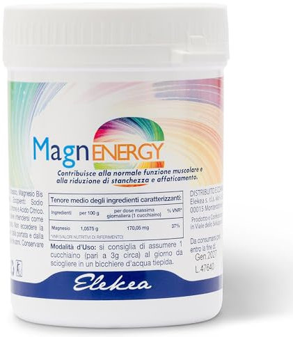 MagnEnergy - Magnesio e potassio Forte Gusto Limone 200gr, Sali minerali per Energia e Supporto Muscolare, Magnesio bisglicinato e citrato di magnesio in polvere Allevia Crampi e Migliora il Sonno
