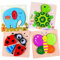 Wooden Jigsaw Puzzles for Toddlers, 4Pcs Animal Puzzle Jigsaw Set Early Learning Baby Kids Educational Toys Gifts for 1 2 3 Year Old Boys Girls Children