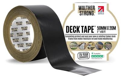 Walther Strong Non-Butyl Joist Tape - Innovating on Traditional butyl tape. Complete Protection Flashing Tape For Your Deck, Wood, Joist and Beams. Weather-Resistant & Waterproof. (Black 50mm x 20m)