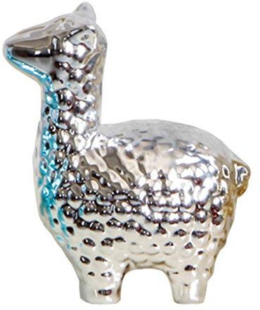 Backbayia Keramik Alpaka Figur Statue Tierfigur Ornament Dekoration für Wohnzimmer, Büro (Silber)