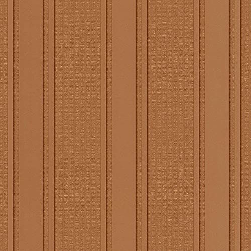 BRICOFLOR Vliestapete | Gestreifte Tapeten Streifentapete - Schlafzimmer-Tapete Tapeten Schlafzimmer - Braun, Orange / Terrakotta, Silber | 10,05 x 0,70 m = Rolle 7.04 m²