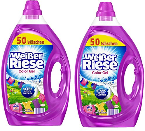 Weißer Riese Color Gel, Flüssigwaschmittel, 100 (2 x 50) Waschladungen, extra stark gegen Flecken