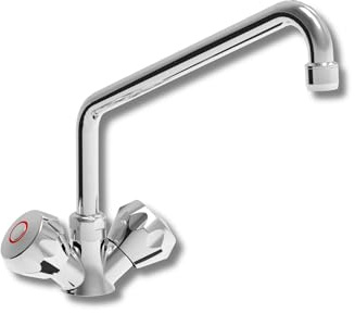 VM Europa - Professionelle Spültischarmatur - 25 x 12 cm - Schwenkauslauf 360° - AISI 430 Edelstahl/Chrom Oberfläche - Gastro Wasserhahn Küchenarmatur Einloch Spülbecken Gastronomie Armatur