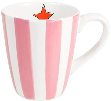 Blond Amsterdam Becher Rosa Streifen, 350ml | Keramik, Rosa Streifen Design, Für Kaffee & Tee, Mikrowellengeeignet, Handwäsche empfohlen