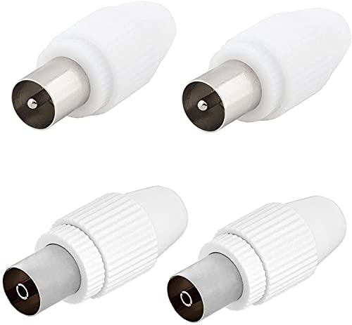 Rpanle Spine per Cavo Antenna, Connettori Coassiali per Antenna Della TV, Coassiale Maschio e Femmina, Bianco(4 Pezzi)