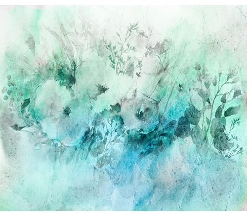 decomonkey Fototapete Blumen 350x256 cm Tapete Fototapeten Vlies Tapeten Vliestapete Wandtapete moderne Wand Wandbild Schlafzimmer Wohnzimmer Pflanzen Abstrakt