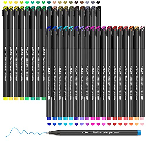 Koilox Juego de rotuladores fineliner de 36 colores, punta de 0,4 mm, punta fina para dibujar y escribir bocetos, diarios, notas, cómics, libro para colorear cómics, libro para colorear