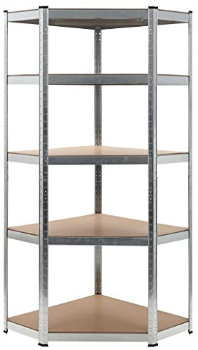 Susany Eck Steckregal Eckregal 75 x 75 x 180 cm mit 5 B?den - Max 875 kg - Kellerregal Lagerregal Schwerlastregal, Stahl und MDF