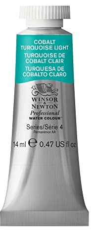 Winsor & Newton 8840504 Professional Aquarellfarbe, lebendige Wasserfarben in Künstlerqualität, hohe Farbbrillanz & Leuchtkraft, lichtecht, Archivqualität, 14ml Tube - Kobalttürkis hell