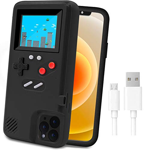 LucBuy Spielekonsolenhülle für iPhone, Schutzhülle mit Eigener Stromversorgung und 36 Spielen,Cooles Farbdisplay,Stoßfeste Videospiel-Handytasche iPhone 13 Pro Max - Schwarz