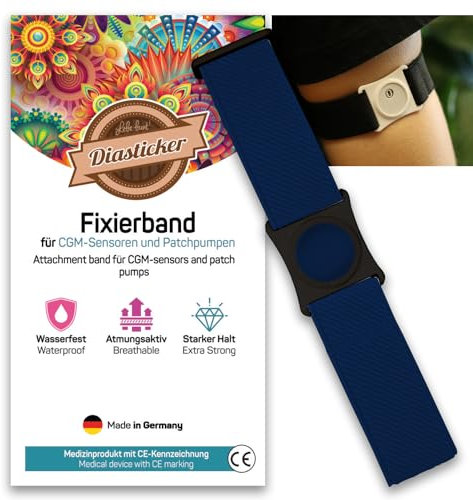 Diasticker® | Freestyle Libre 3 - Fixierband | Flexibel - Wasserfest - Starker Halt | Sensor-Schutz, Fixierung für Freestyle Libre Sensor | Halter: Schwarz (Medium: 25-35 cm, Marine)