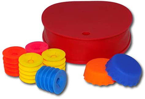 Minder Anti-Spiking Kit - Featuring Reusable Silicone Glass Cover, 2 x Bottle Caps Tops and 5 x Spikey Bottle Stops with Straw Hole - Anti Drug Date Rape Drink Spiking Protection (Red)