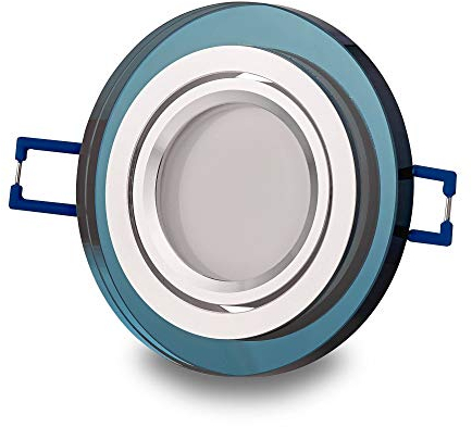 LED Einbaustrahler Glas rund - schwarz 7 Watt kaltweiß 12V - MR16 Einbau-spot schwenkbar flach als Deckenleuchte Decken-Strahler - Einbauleuchte 75-80mm Bohrloch Einbau-lampe