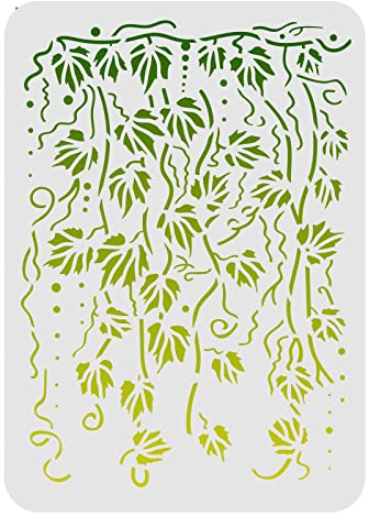 FINGERINSPIRE Creeper Vine Schablonen 29,7 x 21 cm Rebe Malschablone Wiederverwendbare Creeper Plant Schablonen Efeu-Zeichnungsvorlage zum Malen auf Holz Leinwand Papier Stoff Boden Wandfliesen…