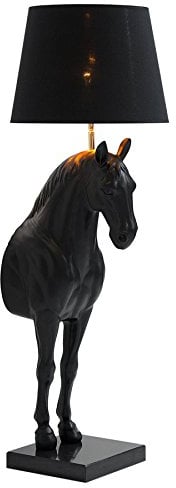 Riess Ambiente Extravagante Stehlampe Black Beauty schwarz Pferd mit Lampenschirm aus Stoff Stehleuchte Fuß aus Marmor