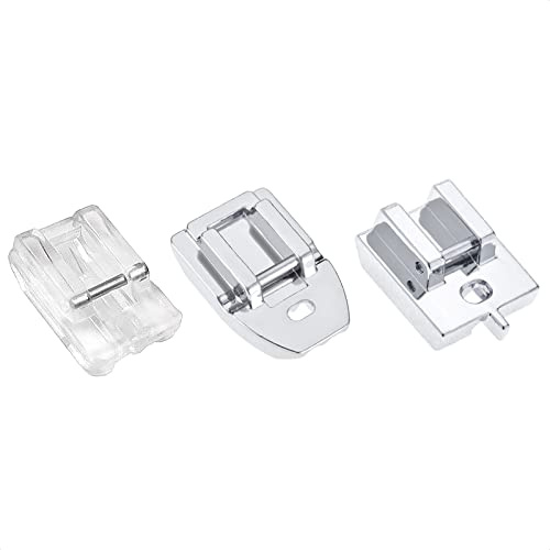 TISEKER Lot de 3 pieds presseur invisibles pour fermeture éclair | Pour toutes les machines à coudre Singer, Brother, Babylock, Euro-Pro, Janome, White, Juki, Simplicity, Elna