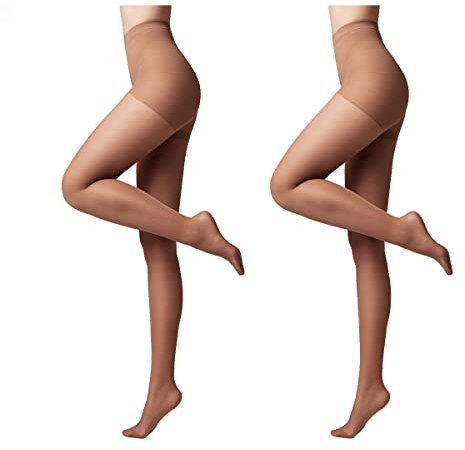 Conte elegant ACTIVE 20 DEN Lot de 2 Collants Modelants et Fins pour Femmes - Collant Femme Résistant - Stimule la Circulation Sanguine - Marron taille 3