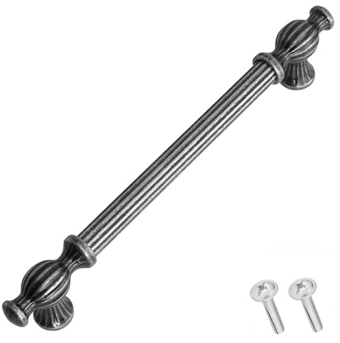 Decoranddecor Verna Traditional T-bar Antique Style Cabinet Pulls Drawer Handles Zinc (128mm Hole Center, Antique Silver/Pewter)