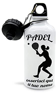 Mr. Gadgets Borraccia personalizzabile con nome vari modelli-Sport- Adulto 500ml (Padel Donna)