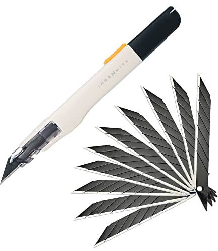 FOSHIO Cutter à 30° avec 10 lames cassables à 30° pour films, papier, travaux manuels et papier peint, couteau de sculpture, couteau de bricolage