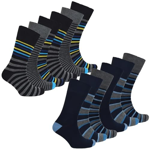 12 Pair Multipack Mens Non Elastic Bamboo Socks | Extra Wide Soft Top Diabetic Friendly Socks