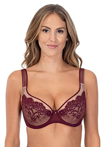Rosme Lingerie gepolsterter Halbschalen-BH mit gepolsterten Trägern für Damen, Kollektion Jessica, Lila, Größe 85H