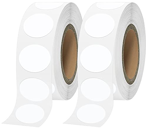 Vicloon Runde Aufkleber, 1000 Stück Klebepunkte auf Rolle, 25mm Punktaufkleber Etiketten Markierungspunkte, Punktaufkleber für DIY, Kalende, Aufbewahrung, Planer,Weiß
