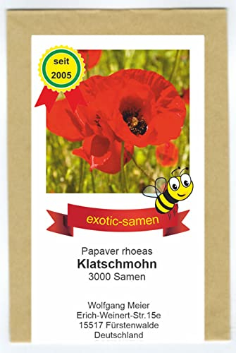 Klatschmohn - Papaver rhoeas - Bienenweide - Zier- / Arzneipflanze - 3000 Samen
