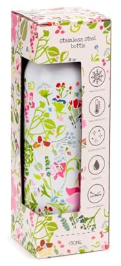 Puckator BOT224 Julie Dodsworth Pink Botanical Reusable Stainless Steel Hot & Cold Thermal Insulated Drinks Bottle 530ml