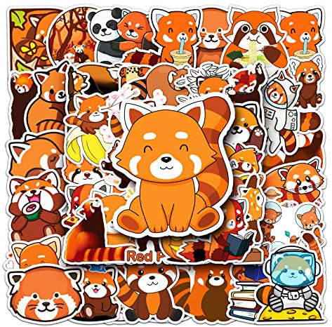 Niedliche rote Panda-Aufkleber, 50 Stück, wasserdichte Cartoon-Panda-Aufkleber für Wasserflasche, Laptop, Auto, Motorrad, Fahrrad, Skateboard, Scrapbooking, Notebook, Jugendliche, Erwachsene