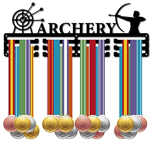 CREATCABIN Bogenschießen Medaillenaufhänger Display Sportmedaillenhalter Über 60+ Medaillen Award Eisenhalter Gestell Wandmontage Aufhängen Für Medaillengewinner Läufer Gymnastik Geschenk 40x15cm