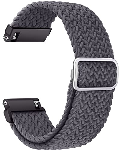 AidorMax 22 mm Nylon Geflochtenes Armband, Elastisch-Ersatzarmband mit Schnellverschluss Kompatibel mit Smartwatches und Armbanduhren, Verstellbar Uhrenarmband für Damen und Herren (Raumgrau)