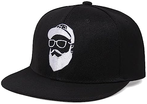 Sporty Hipster Bart Snapback Cap Herren Trucker Baseball (Schwarz)