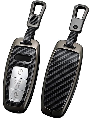 ontto Coque de clé de Voiture pour Audi A3 Sportback A4 A6 A7 S6 S7 A8 Q4 Q7 Q8 SQ7 RS6 E-tron A6L A8L 2018-2023 PVC métal Porte-clés Accessoires de Voiture - A Noir