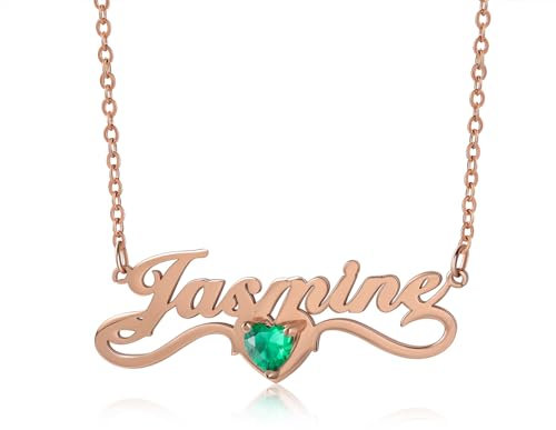 ALBERTBAND Collana Nome Personalizzata Argento Oro Rosa Collana Donna Regalo per la mamma, Natale, Festa della mamma Ciondolo con nome (Oro rosa)