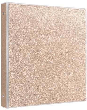 EYROZILL 3 Ring Binders 1 Inch Sparkly Binder 1 Inch to Hold 300 Sheets, Fashion Binder Back to School Supplies, Rose Gold