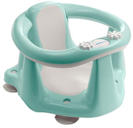 baby-walz Badesitz Deluxe türkis - mit Saugnäpfen - Flüssigkristall-Thermometer - 2 eingebaute Spielzeuge - ergonomisch geformt - rutschfestem Weichgummi - von 6 bis 15 Monaten geeignet