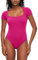 CARCOS Body da donna elegante con scollo quadrato, body da donna, rosso rose, XXL