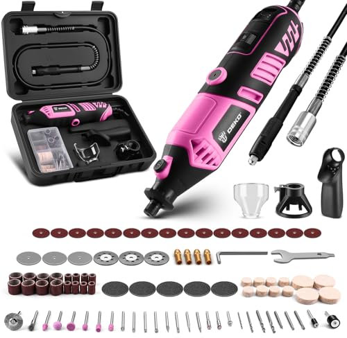 Kit de herramientas de amoladora pequeña DEKOPRO Herramienta rotativa para Madera/Metal, Conjunto de Máquinas de Broca de Electricidad con Eje Flexible para rectificado, grabado, pulido, limpieza