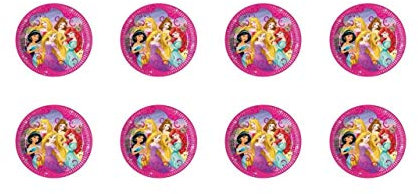 ALMACENESADAN, 5121 Lot de 8 assiettes en carton 23 cm sous licence Princesses 20 cm