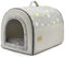 Jiupety Hundehütte Indoor Mittelgroße Hunde Isoliert, 2-in-1 Hundehöhle Kuschelhöhle, Größe 2XL (89 x 66 x 66 cm) Hundehaus für Drinnen, Dog House, Sterngrau